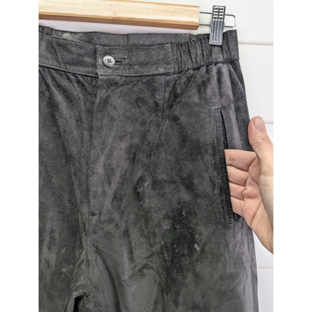 Vintage Pia Rucci Suede Leather Pants 6 Black 80s High Waisted Model Off Duty - Picture 2 of 8